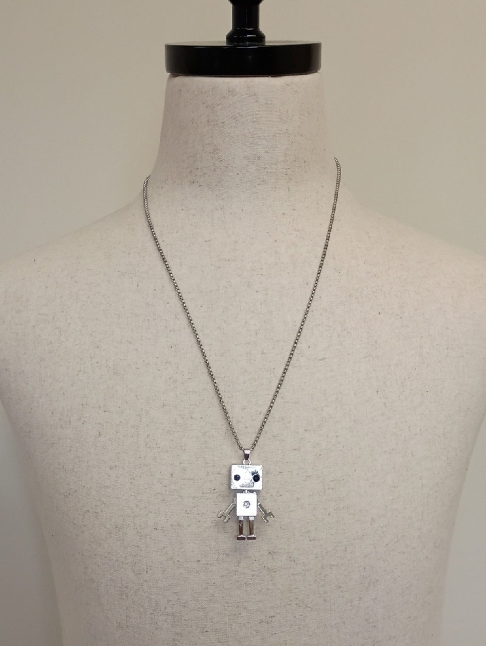 Silver Robot Pendant Necklace Movable Charm Kawaii Novelty Jewelry